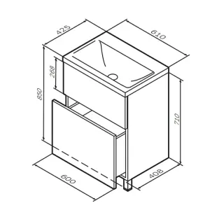 Тумба под раковину Am.Pm Gem M90FSX0602HF напольная на ножках орех 60 см
